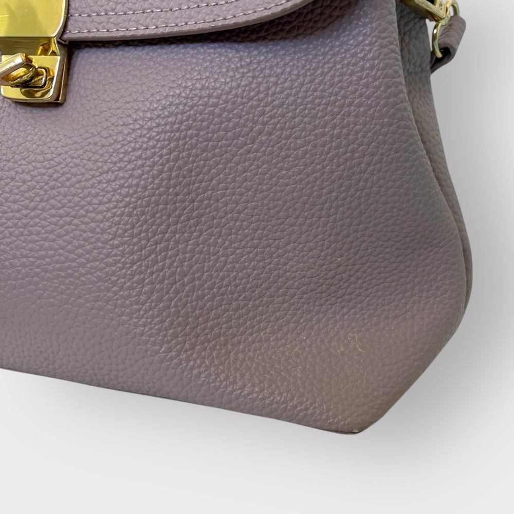 Purple Lavender Lavender Leather Flap Handbag Purse - Gold Hardware - Picture 6 of 10